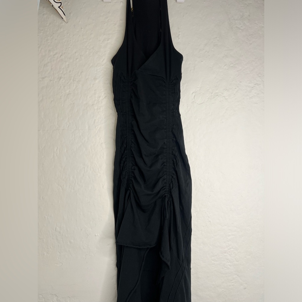 Black Sleeveless Ruched maxi dress